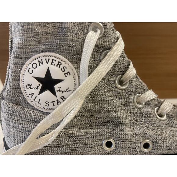 Converse All Star Gray Sparkle Hi Top Sneakers Size 5 - Picture 7 of 13